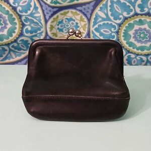Vintage Coach Black Glove-Tanned Leather Kisslock Coin Purse 70s–80s